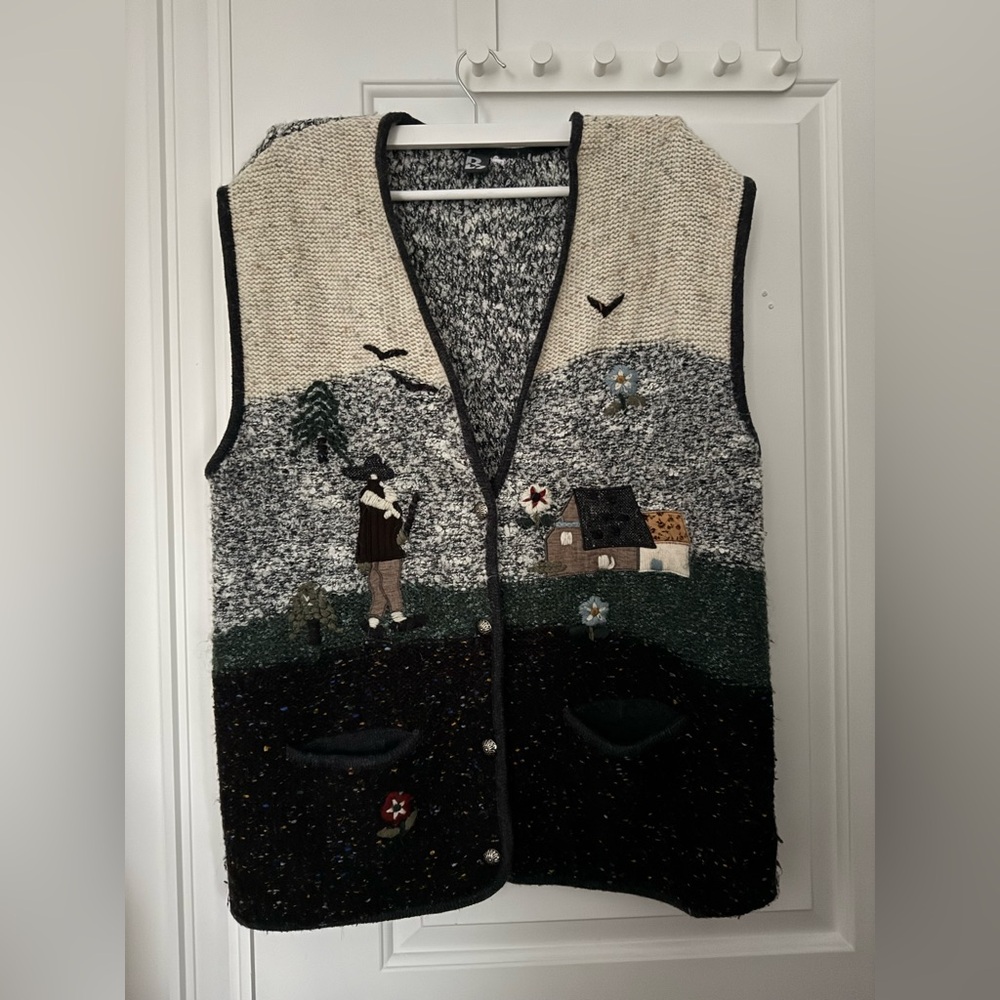 Scenic Knit Vest with Button Closure